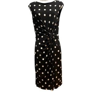 Ralph Lauren size 8‎ black polka dot body con faux wrap dress